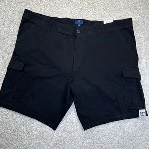 NWT Men's George At The Knee Cargo Shorts Size 46 Solid Black 10" Inseam Classic